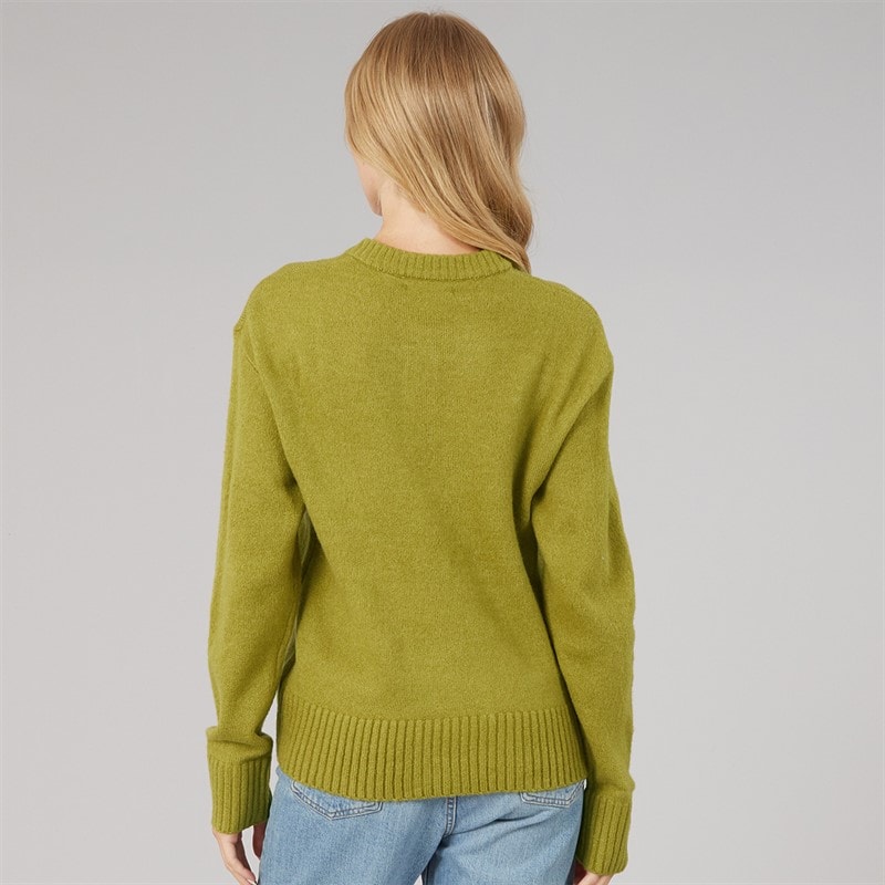 Womens Keaton Crew Neck Jumper Olive - Image 2