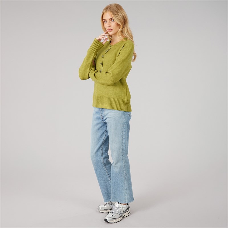 Womens Keaton Crew Neck Jumper Olive - Image 3