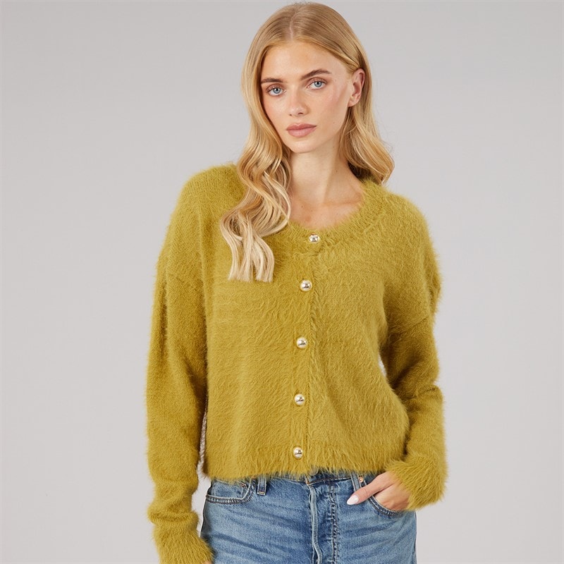 Brave Soul Womens Cloud Crew Neck Cardigan Moss