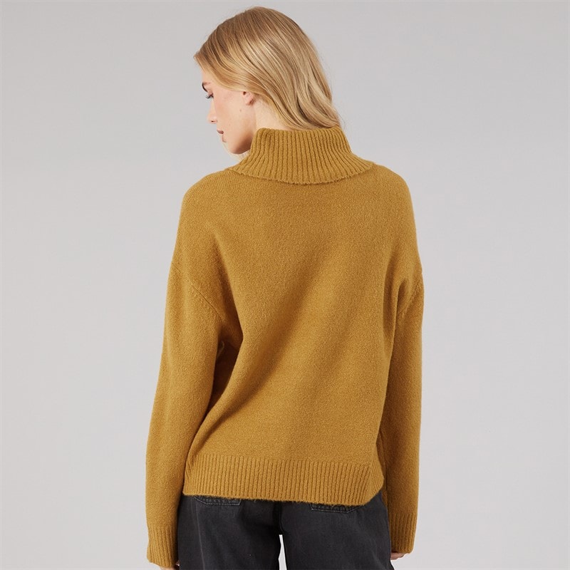 Womens Mossy Roll Neck Jumper Ochre - Image 2
