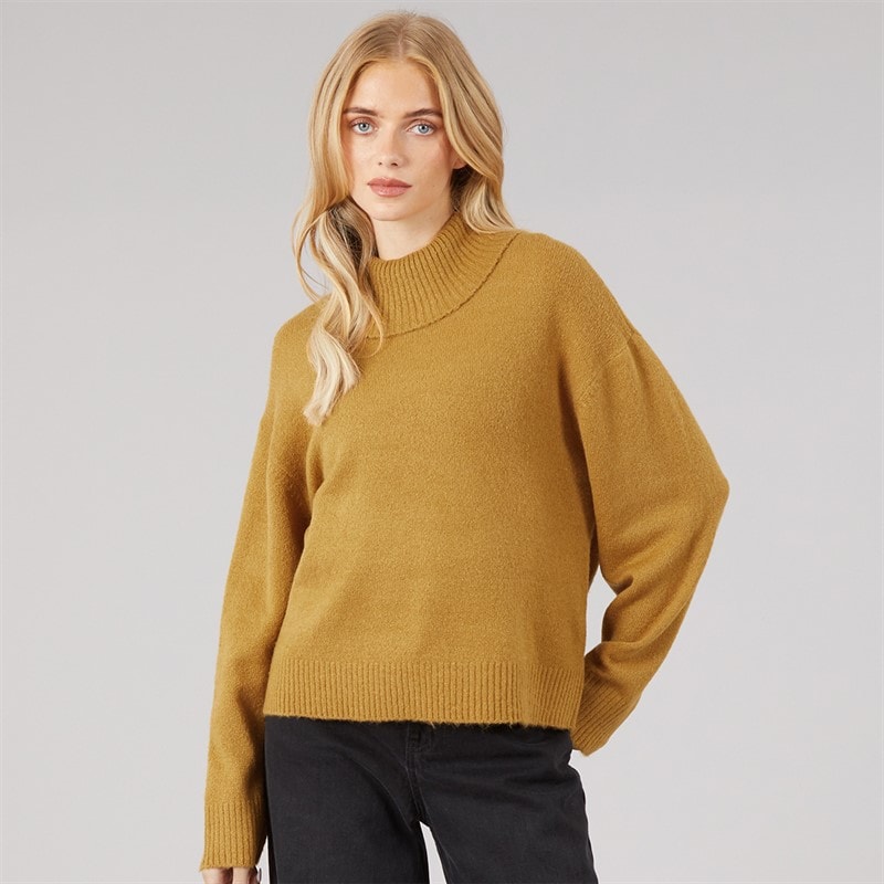 Womens Mossy Roll Neck Jumper Ochre - Image 4