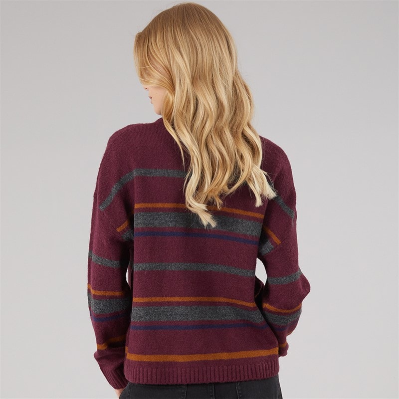 Womens Sian Crew Neck Jumper Cherry/Multi Stripe - Image 2