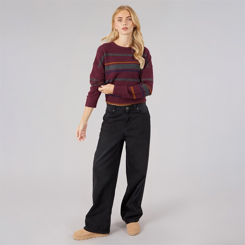 Womens Sian Crew Neck Jumper Cherry/Multi Stripe - Image 4
