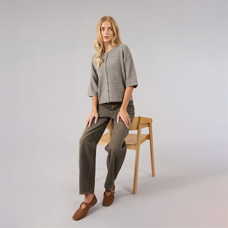 Womens Marshal Short Sleeve Cardigan Mocha - Image 3