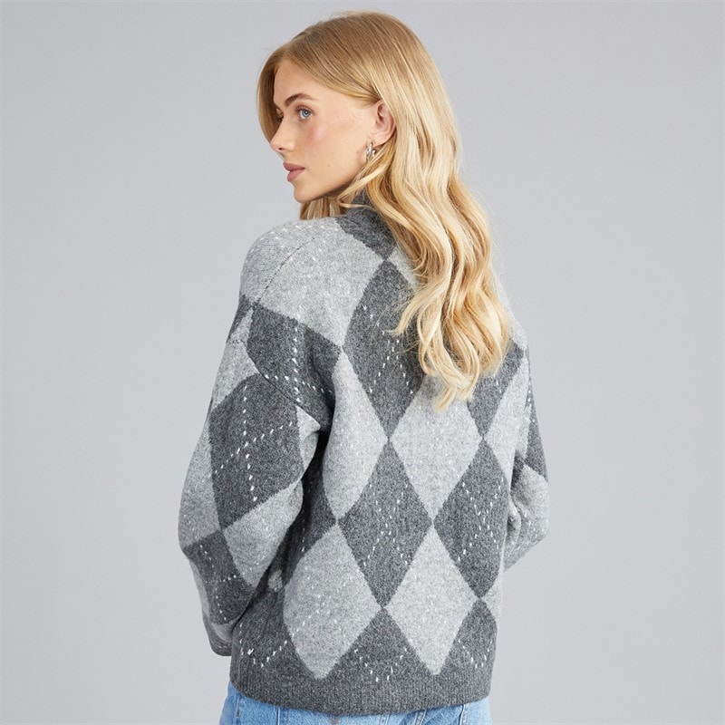 Womens Oxford Argyle Jumper Charcoal/Grey - Image 2