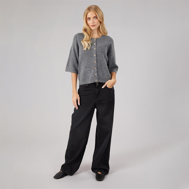 Womens Marshal Short Sleeve Cardigan Charcoal Melange - Image 4