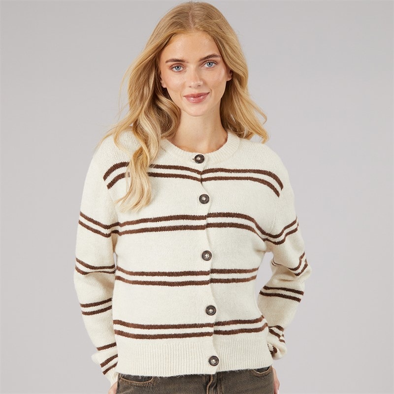 Womens Elliot Stripe Cardigan Stone/Brown Stripe - Image 3