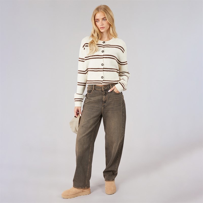 Womens Elliot Stripe Cardigan Stone/Brown Stripe - Image 4