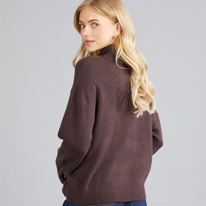 Womens Mossy Roll Neck Jumper Bitter Chocolate - Image 2
