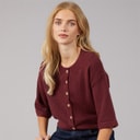 Womens Marshal Short Sleeve Cardigan Aubergine