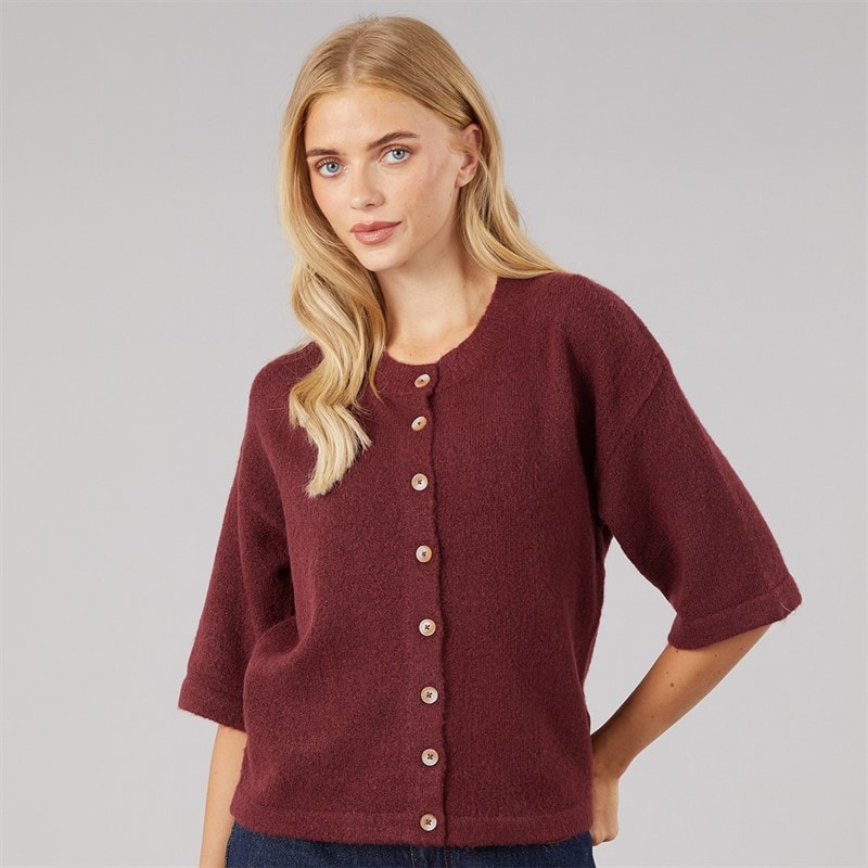 Womens Marshal Short Sleeve Cardigan Aubergine - Image 3