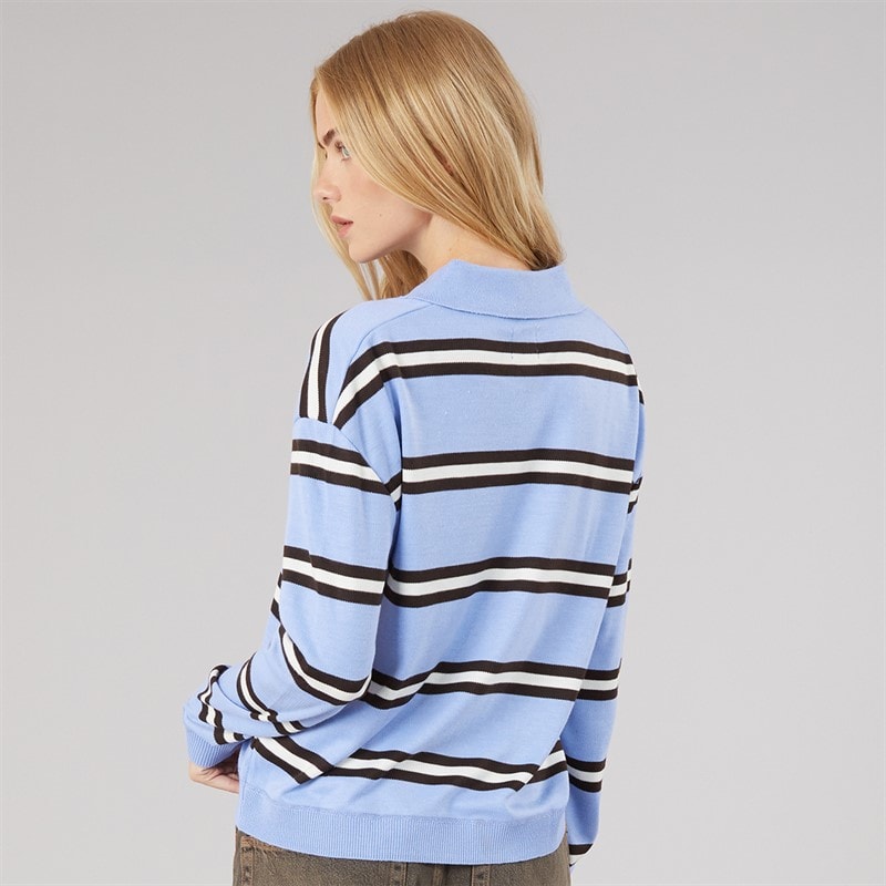 Womens Jerico Knitted Polo Shirt Light. Blue/Brown/Ivory Light Blue/Brown/Ivory - Image 2