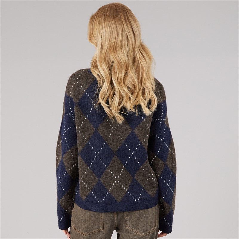 Womens Oxford Argyle Jumper Navy/Brown - Image 2
