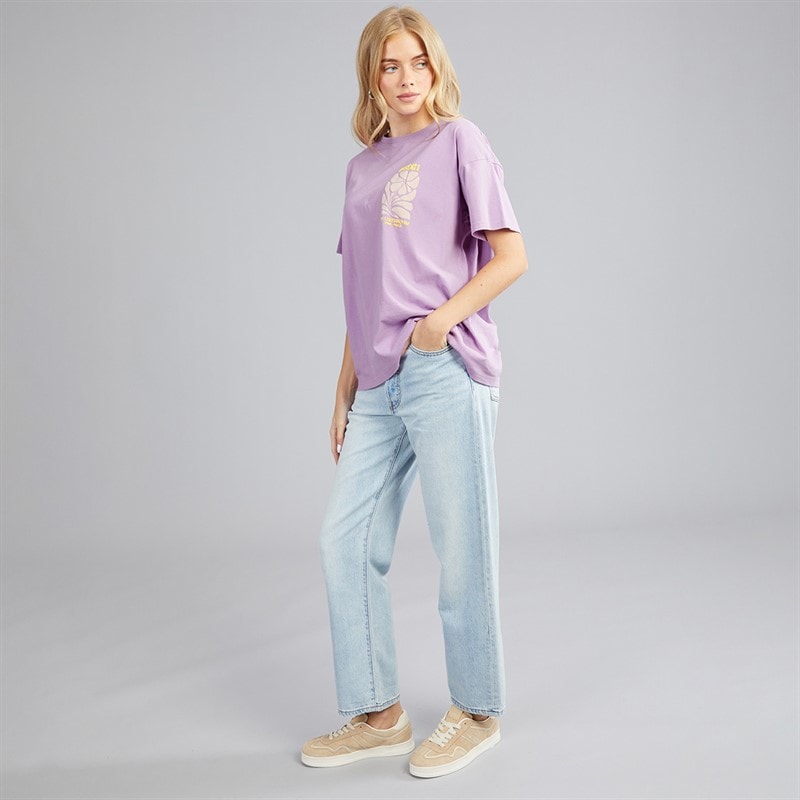 Womens Luxe Printed T-Shirt Purple Acid Wash/Lilac - Image 4