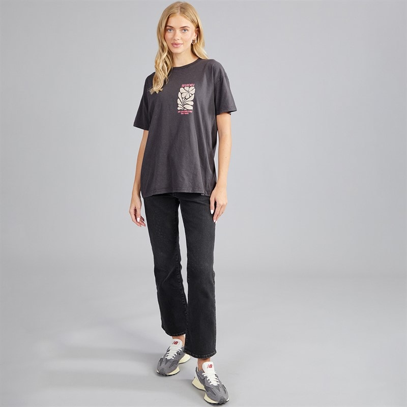 Womens Luxe Printed T-Shirt Grey Acid Wash/Pink - Image 4