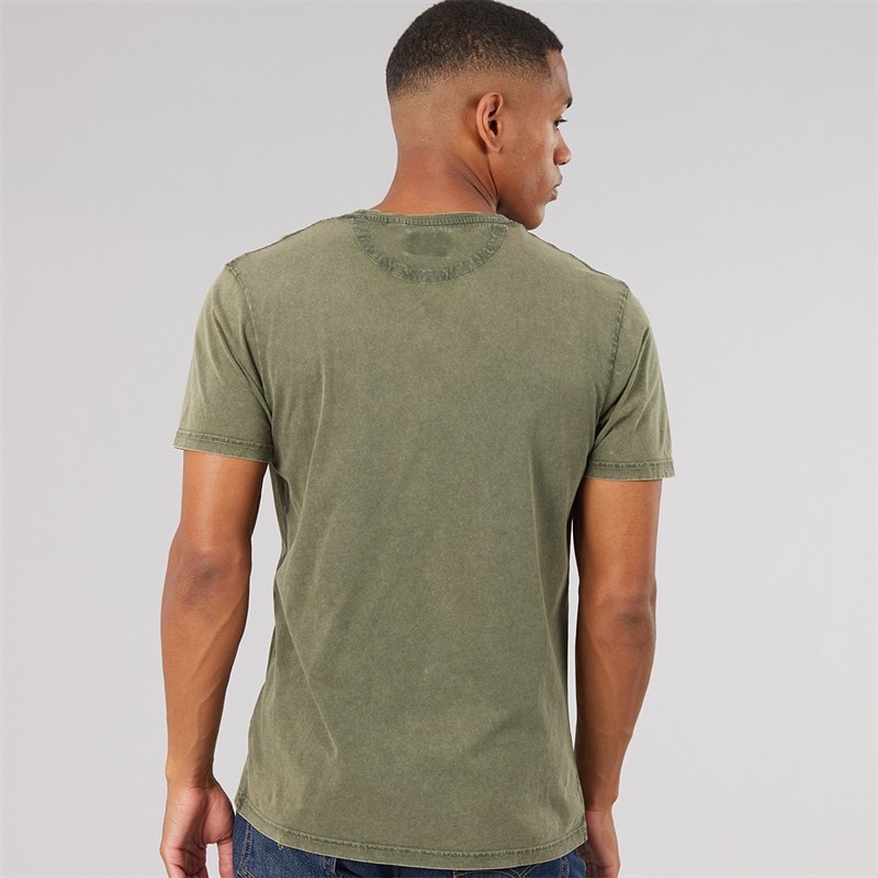Mens Tessiere Acid Wash T-Shirt Khaki Acid Wash - Image 2