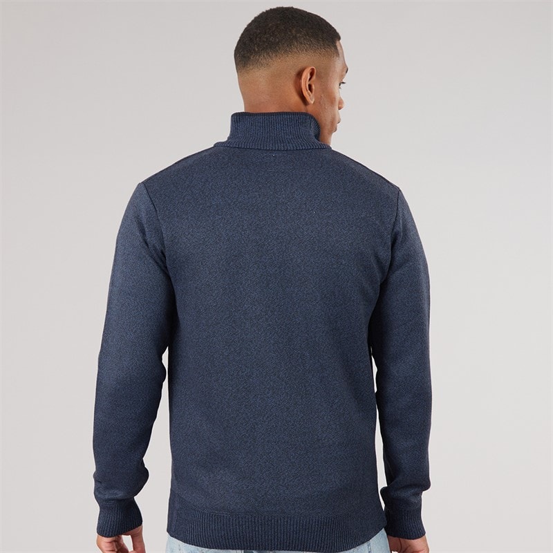Mens Nadal Ribbed 1/4 Zip Jumper Navy/Black Twist - Image 2