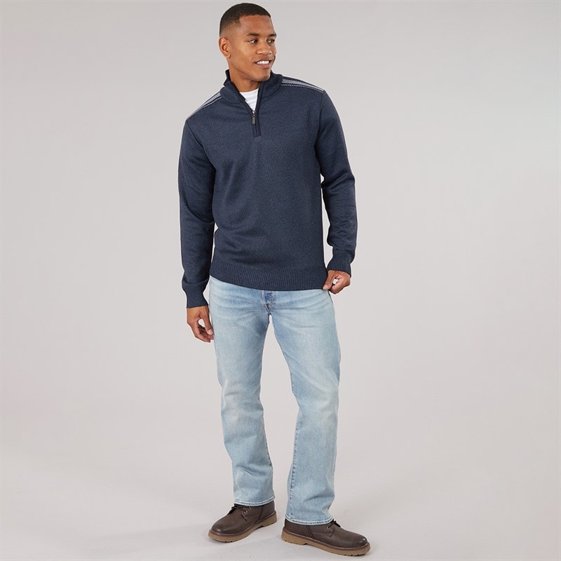 Mens Nadal Ribbed 1/4 Zip Jumper Navy/Black Twist - Image 4