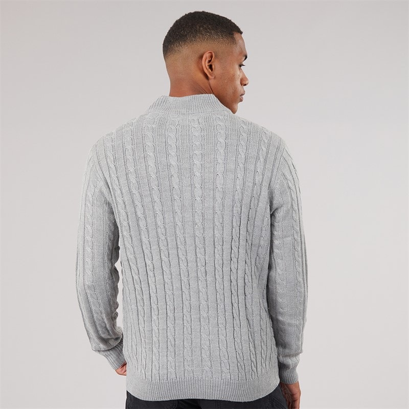 Mens Plato 1/4 Zip Funnel Neck Jumper Silver Grey Marl - Image 2