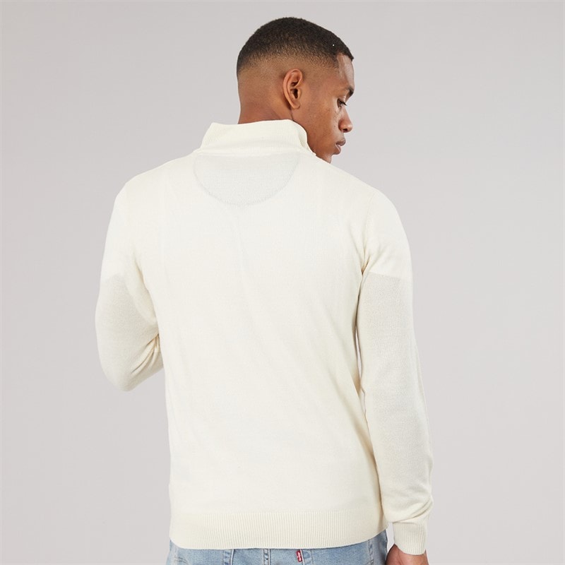 Mens Georgie Ribbed 1/4 Zip Jumper Light Stone - Image 2