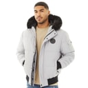 Mens Fur Hood Puffer Jacket Ice Grey