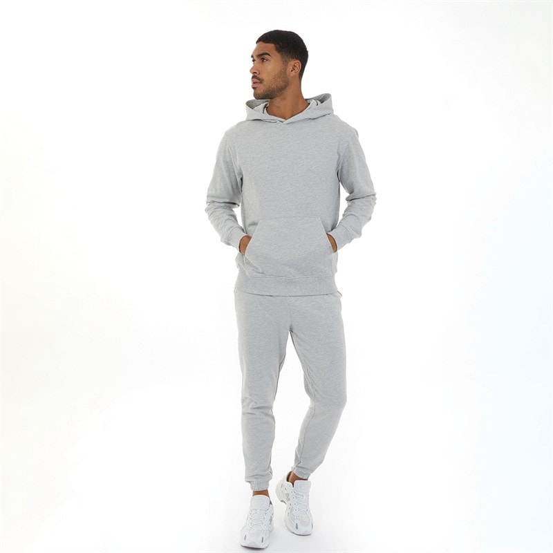 Mens Relaxed Fit Hoodie Light Grey Marl - Image 3