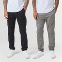Mens Two Pack Classic Chino Pants Black/Dark Grey