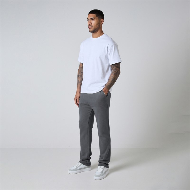 Mens Relaxed Open Hem Joggers Charcoal - Image 2