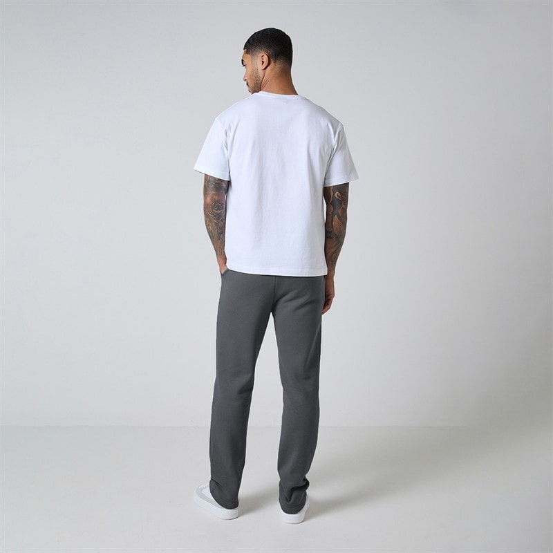 Mens Relaxed Open Hem Joggers Charcoal - Image 3