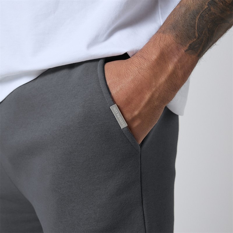 Mens Relaxed Open Hem Joggers Charcoal - Image 4