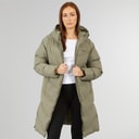 Womens Longline Split Hem Puffer Coat Olive