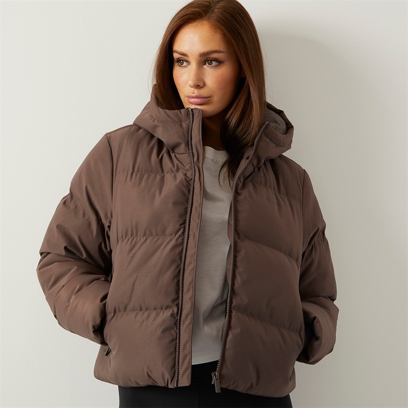 Closure London Womens Storm Cuff Short Puffer Jacket Coffee