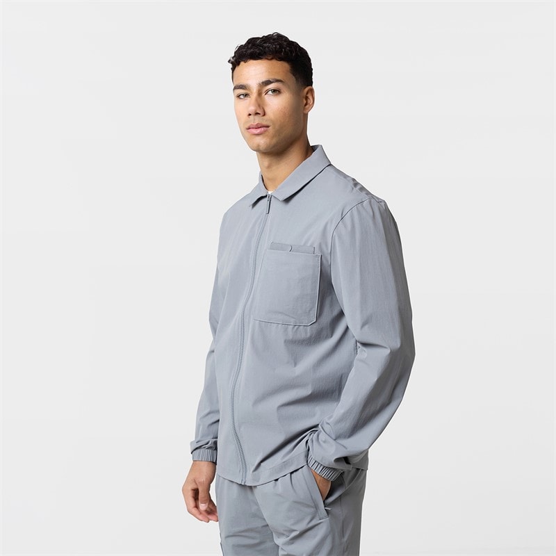 Mens Closure Tech Overshirt Mid Grey - Image 3