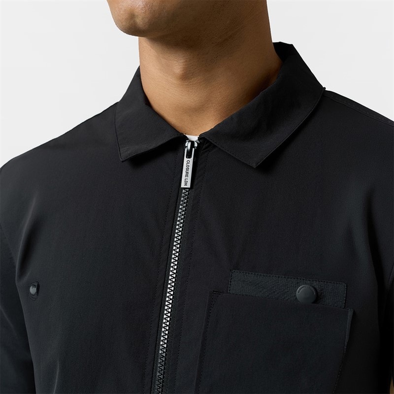 Mens Closure Tech Overshirt Black - Image 4