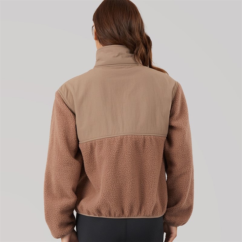 Womens Borg Tech Jacket Mocha - Image 2