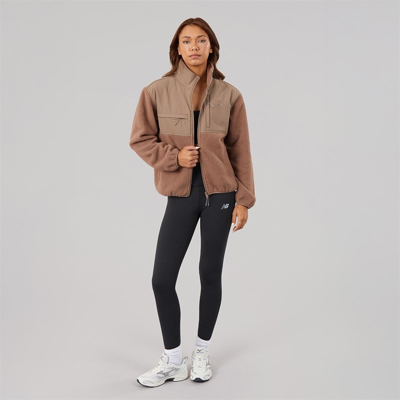 Womens Borg Tech Jacket Mocha - Image 4