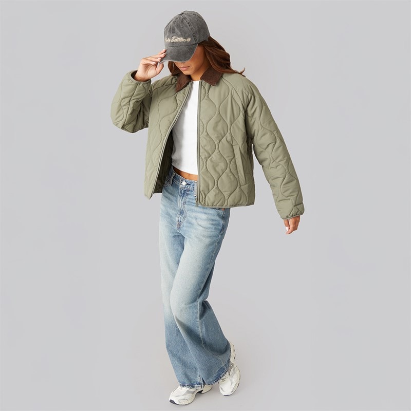 Womens Onion Quilted Jacket Green - Image 4