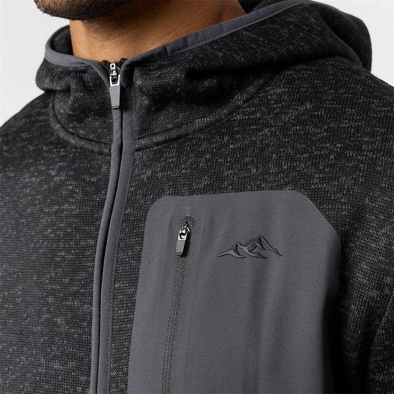 Mens Heat Seal Tech Knit Hoodie Black - Image 4
