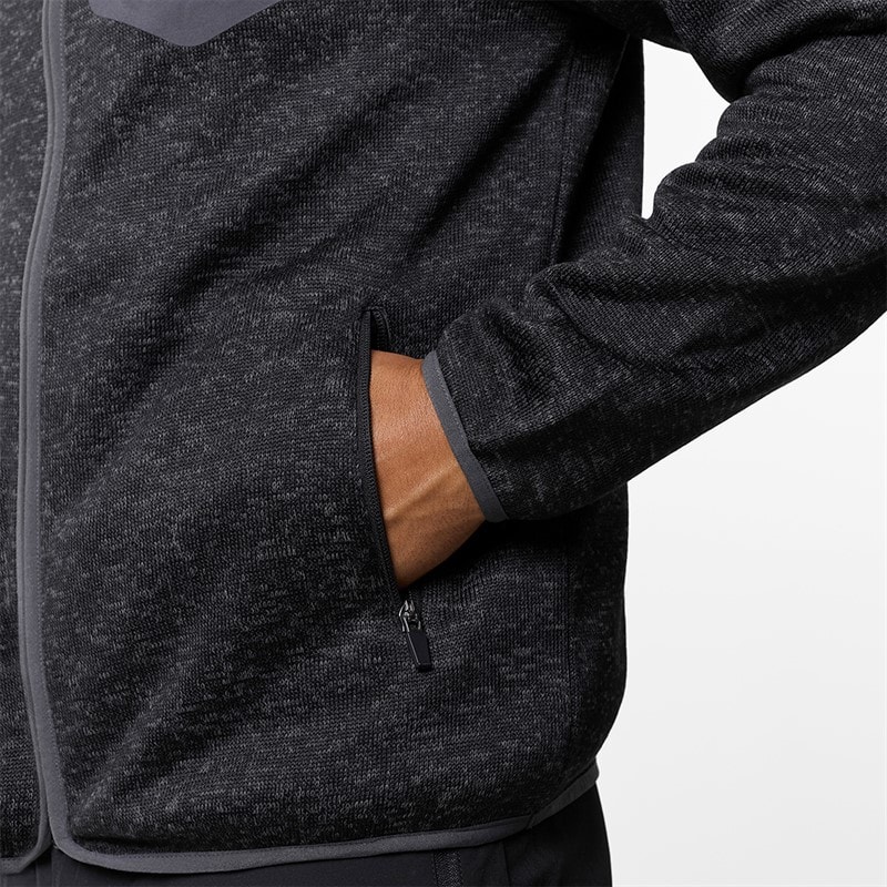 Mens Heat Seal Tech Knit Hoodie Black - Image 5
