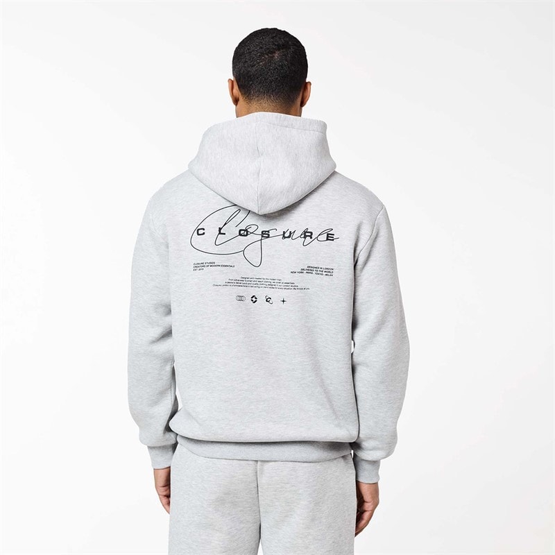 Mens Signature Studios Hoodie Grey Marl - Image 2