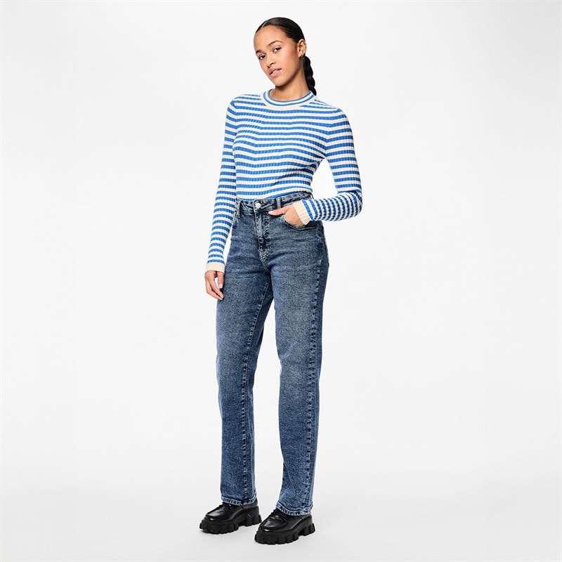 Womens Kelly Straight Leg Jeans Medium Blue Denim - Image 2
