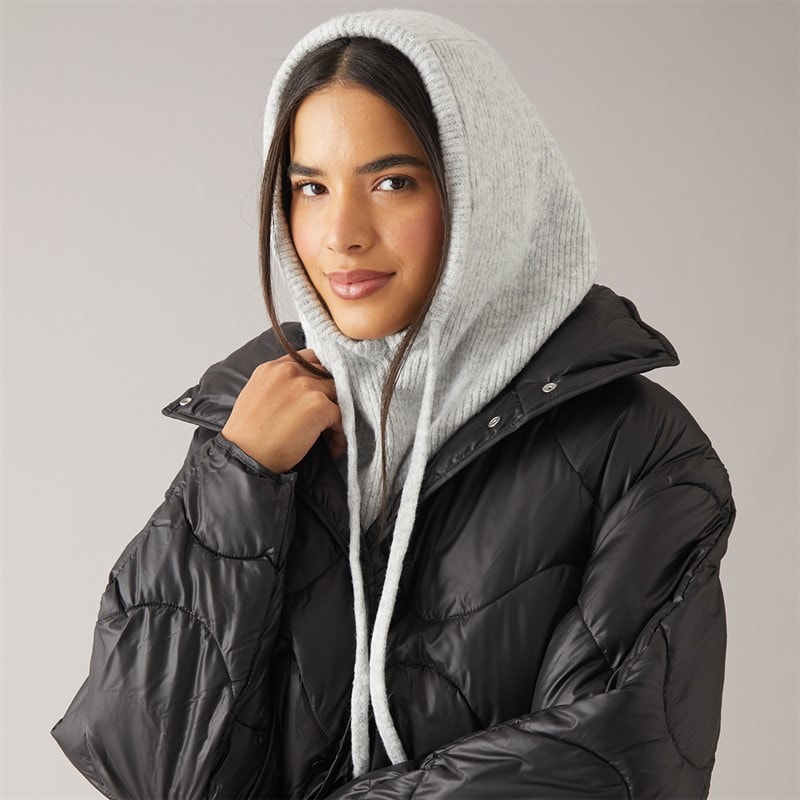 Pieces Womens Olivia Balaclava Snood Grey Marl - Image 1