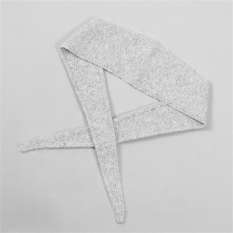 Pieces Womens Olivia Mini Scarf Grey Marl - Image 4