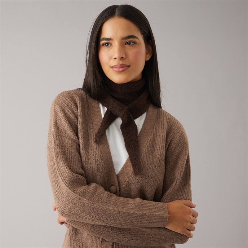 Pieces Womens Olivia Mini Scarf Chocolate - Image 1