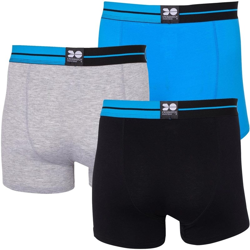 Mens Dumas Three Pack Boxers Pack A Black/Grey Marl/Malibu Blue - Image 2