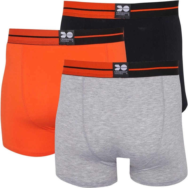 Mens Dumas Three Pack Boxers Pack C Black/Grey Marl/Red Orange - Image 2