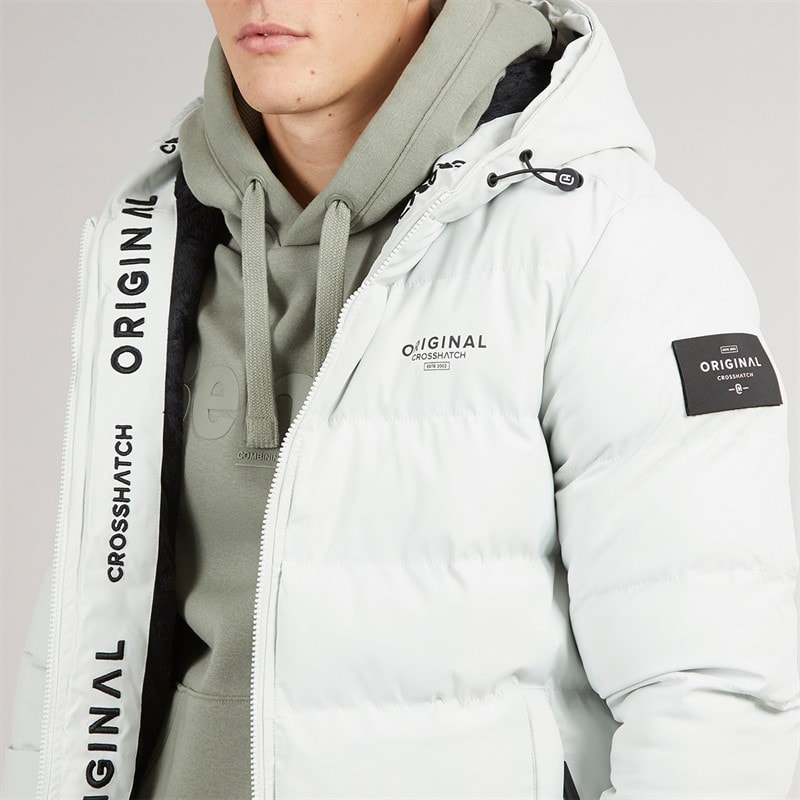 Mens Pitsburg Padded Hooded Jacket Putty - Image 3