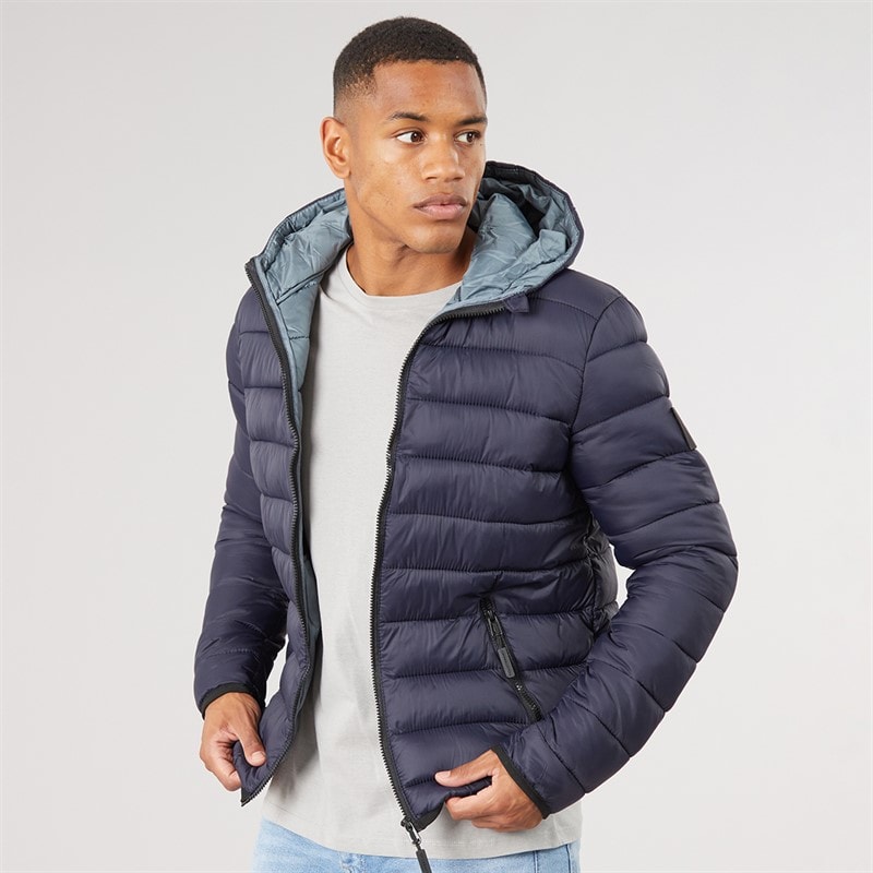 Crosshatch Mens Gattering Puffer Jacket Midnight