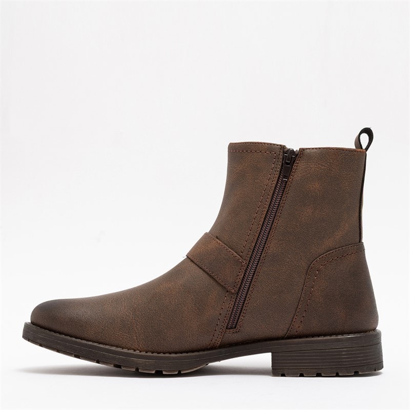 Mens Harris Biker Boots Brown - Image 3