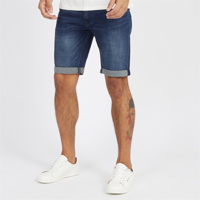 Duck and Cover Mens Zeki Denim Shorts Dark Wash